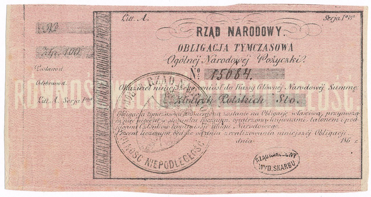 Polska. Obligacja. Powstanie Styczniowe 1863-1864 Rząd Narodowy